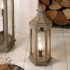 Adaline Antique Grey Wood Lantern Table Lamp