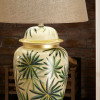 Curacao Palm Leaf Design Ceramic Urn Table Lamp Base