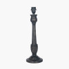 Captiva Antique Black Mango Wood Table Lamp Base with Thiago 35cm Natural Stripe Mushroom Pleat Tapered Lampshade