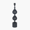 Asilah Matt Black Aluminium Tall Footed Table Lamp Base with Lino 40cm Black Self Lined Linen Cylinder Lampshade