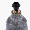 Vulcan Textured Volcanic Effect Grey Stoneware Table Lamp Base with Lino 35cm Grey Self Lined Linen Cylinder Lampshade