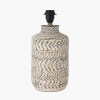 Atouk Textured Natural and Black Stoneware Table Lamp Base with Winston 35cm White Handloom Tapered Lampshade