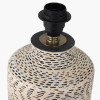 Atouk Textured Natural and Black Stoneware Table Lamp Base with Edward 35cm Natural Linen Cylinder Lampshade