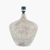 Manaia White Wash Textured Wood Table Lamp Base with Scallop 35cm Black Ombre Soft Pleated Tapered Shade