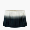 Manaia White Wash Textured Wood Table Lamp Base with Scallop 35cm Black Ombre Soft Pleated Tapered Shade