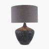 Manaia Antique Black Textured Wood Table Lamp
