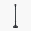 Rhode Matt Black Stick Metal Table Lamp Base with Lars 30cm Black Ikat Patterned Cylinder Lampshade