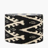 Rhode Matt Black Stick Metal Table Lamp Base with Lars 30cm Black Ikat Patterned Cylinder Lampshade