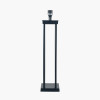 Langston Matt Black Metal Column Table Lamp Base with Edward 40cm Natural Linen Cylinder Lampshade