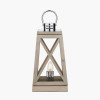 Devon Grey Wood and Chrome Lantern Table Lamp