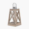 Devon Grey Wood and Chrome Lantern Table Lamp