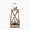 Devon Grey Wood and Chrome Lantern Table Lamp