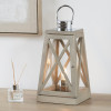 Devon Grey Wood and Chrome Lantern Table Lamp