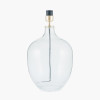 Islay Clear Bubble Glass Table Lamp Base with Harry 40cm Sage Cotton Mix Cylinder Lampshade