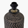 Atouk Textured Black Stoneware Table Lamp Base with Winston 35cm Taupe Handloom Tapered Lampshade