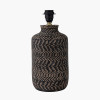 Atouk Textured Black Stoneware Table Lamp Base with Winston 35cm White Handloom Tapered Lampshade
