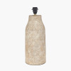 Palawan Stone Grey Feather Stoneware Table Lamp Base with Milos 40cm Natural Linen Tapered Lampshade