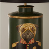 Pug Green Hand Painted Dog Metal Table Lamp Base
