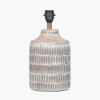 Galle Grey Wash Wood Textured Table Lamp Base with Henry 30cm Taupe Handloom Cylinder Lampshade
