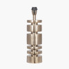 Elon Champagne Gold Metal Stacked Cylinder Table Lamp Base with Lino 35cm Black Self Lined Linen Cylinder Lampshade