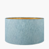 Elon Silver Metal Stacked Cylinder Table Lamp Base with Stellan 35cm Duck Egg Slubbed Silk Mix Gold Lined Cylinder Lampshade
