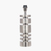Elon Silver Metal Stacked Cylinder Table Lamp Base with Lino 35cm White Self Lined Linen Cylinder Lampshade