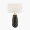 Artemis Black Textured Ceramic and Brushed Silver Tall Table Lamp