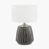 Artemis Black Textured Ceramic and Brushed Silver Table Lamp
