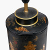 Landscape Black Hand Painted Metal Table Lamp Base with Stellan 35cm Gold Slubbed Silk Mix Gold Lined Cylinder Lampshade