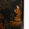 Landscape Black Hand Painted Metal Table Lamp Base with Stellan 35cm Gold Slubbed Silk Mix Gold Lined Cylinder Lampshade