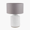 Malone Textured White Squares Design Stoneware Table Lamp Base