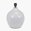 Willow White Leaf Detail Stoneware Table Lamp Base with Edward 40cm Natural Linen Cylinder Lampshade