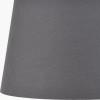 Willow White Leaf Detail Stoneware Table Lamp Base with Lys 40cm Steel Grey Self Lined Linen Tapered Lampshade