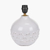 Willow White Leaf Detail Small Stoneware Table Lamp Base with Edward 30cm Pistachio Green Linen Cylinder Lampshade