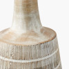 Dambula White Wash Wood Textured Tall Neck Table Lamp Base with Edward 40cm Pistachio Green Linen Cylinder Lampshade