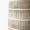 Dambula White Wash Wood Textured Tall Neck Table Lamp Base with Lino 40cm White Self Lined Linen Cylinder Lampshade
