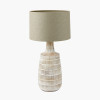 Dambula White Wash Wood Textured Tall Neck Table Lamp