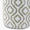 Celia Taupe and White Pattern Ceramic Table Lamp Base with Harry 30cm Taupe Cotton Mix Cylinder Lampshade