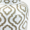Celia Taupe and White Pattern Ceramic Table Lamp Base with Harry 30cm Taupe Cotton Mix Cylinder Lampshade