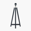 Whitby Matt Black Wood Tapered 4 Post Table Lamp Base with Edward 35cm Natural Linen Cylinder Lampshade