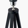 Whitby Matt Black Wood Tapered 4 Post Table Lamp Base with Vienna 35cm Black Chevron Mushroom Pleat Lampshade