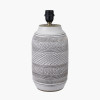 Kira White and Black Textured Stoneware Table Lamp Base with Edward 35cm Natural Linen Cylinder Lampshade