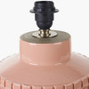 Malone Textured Apricot Squares Design Stoneware Table Lamp Base with Lino 35cm Cream Self Lined Linen Cylinder Lampshade