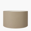 Visage White Face Design Small Stoneware Table Lamp Base with Henry 35cm Taupe Handloom Cylinder Lampshade