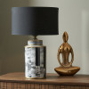 Fenella Black and White Photographic Design Table Lamp Base with Zara 40cm Black Silk Cylinder Lampshade