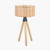 Rabanne Slatted Natural Wood Tripod Table Lamp