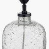 Ophelia Grey Bubble Glass Table Lamp Base with Edward 40cm Natural Linen Cylinder Lampshade