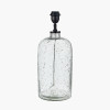 Ophelia Grey Bubble Glass Table Lamp Base with Lino 40cm Black Self Lined Linen Cylinder Lampshade