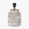 Paihia White Wash Wood Textured Short Table Lamp Base with Lino 30cm White Self Lined Linen Cylinder Lampshade