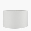 Paihia White Wash Wood Textured Short Table Lamp Base with Lino 30cm White Self Lined Linen Cylinder Lampshade